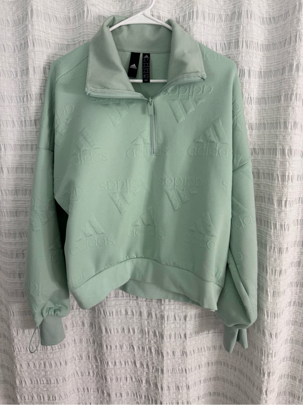 adidas Mint Green Half-Zip Pullover Sweatshirt